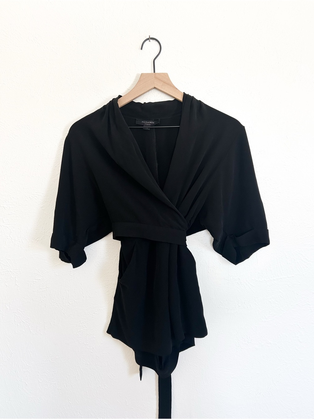 AllSaints Black Wrap Laurel Romper